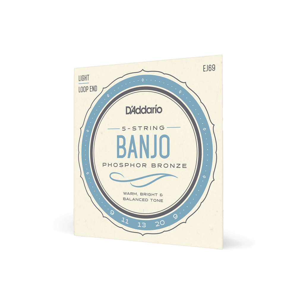 D'Addario EJ69 Phosphor Bronze 5-String Banjo Strings, Light, 9-20