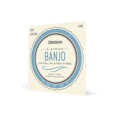 D'Addario EJ60 Nickel 5-String Banjo Strings, Light, 9-20