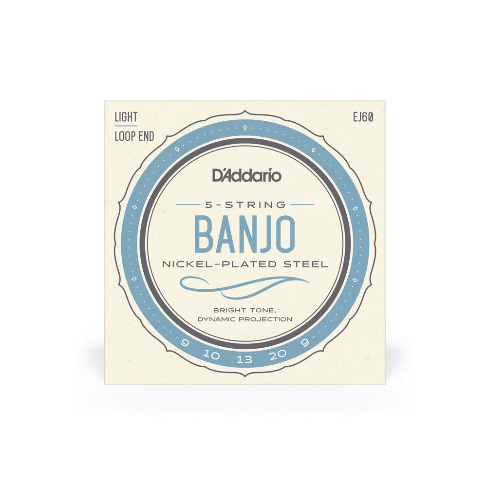 D'Addario EJ60 Nickel 5-String Banjo Strings, Light, 9-20