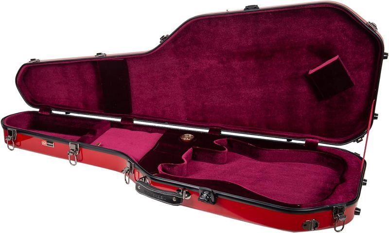 Crossrock Fiberglass Case for Telecaster and Stratocaster Style in Electric Guitars - Red (CRF2020GSTRD)