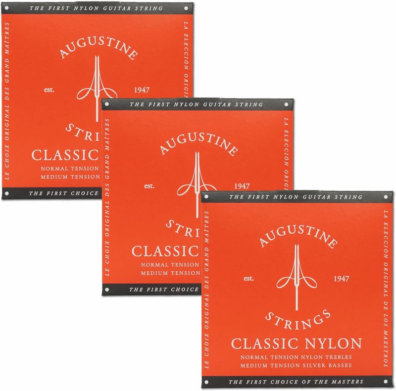 Augustine Classic Red - Medium Tension Classical Guitar Strings 3-Pack