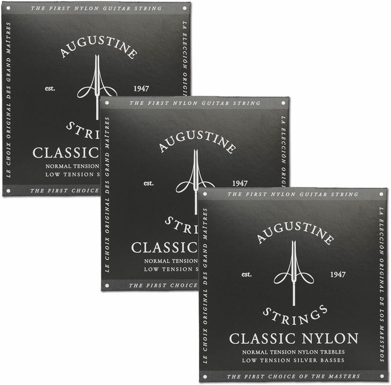 Augustine Classic Black - Low Tension Classical Guitar Strings 3-Pack