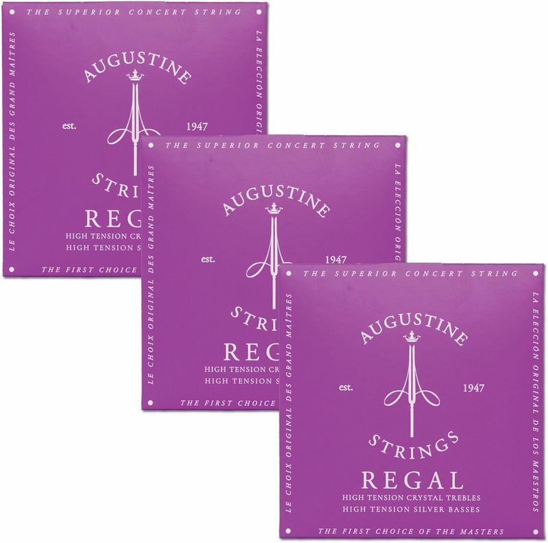 Augustine Regal Blue High Tension - Premium Crystal Nylon Classical Guitar Strings 3-Pack