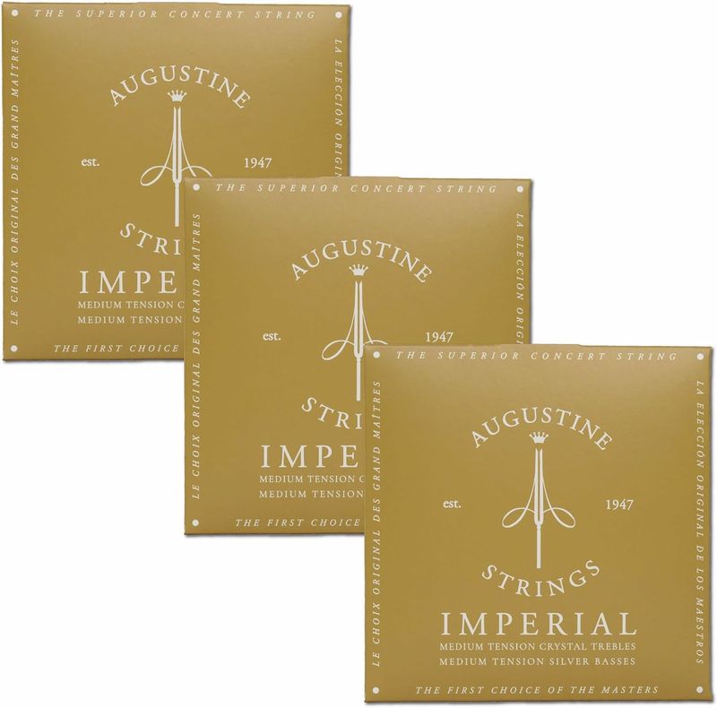 Augustine Imperial Red Medium Tension - Premium Crystal Nylon Classical Guitar Strings 3-Pack