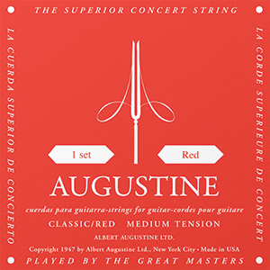 Augustine Classic Red Classical Guitar Strings - Medium Tension Bass, Regular  Tension Trebles