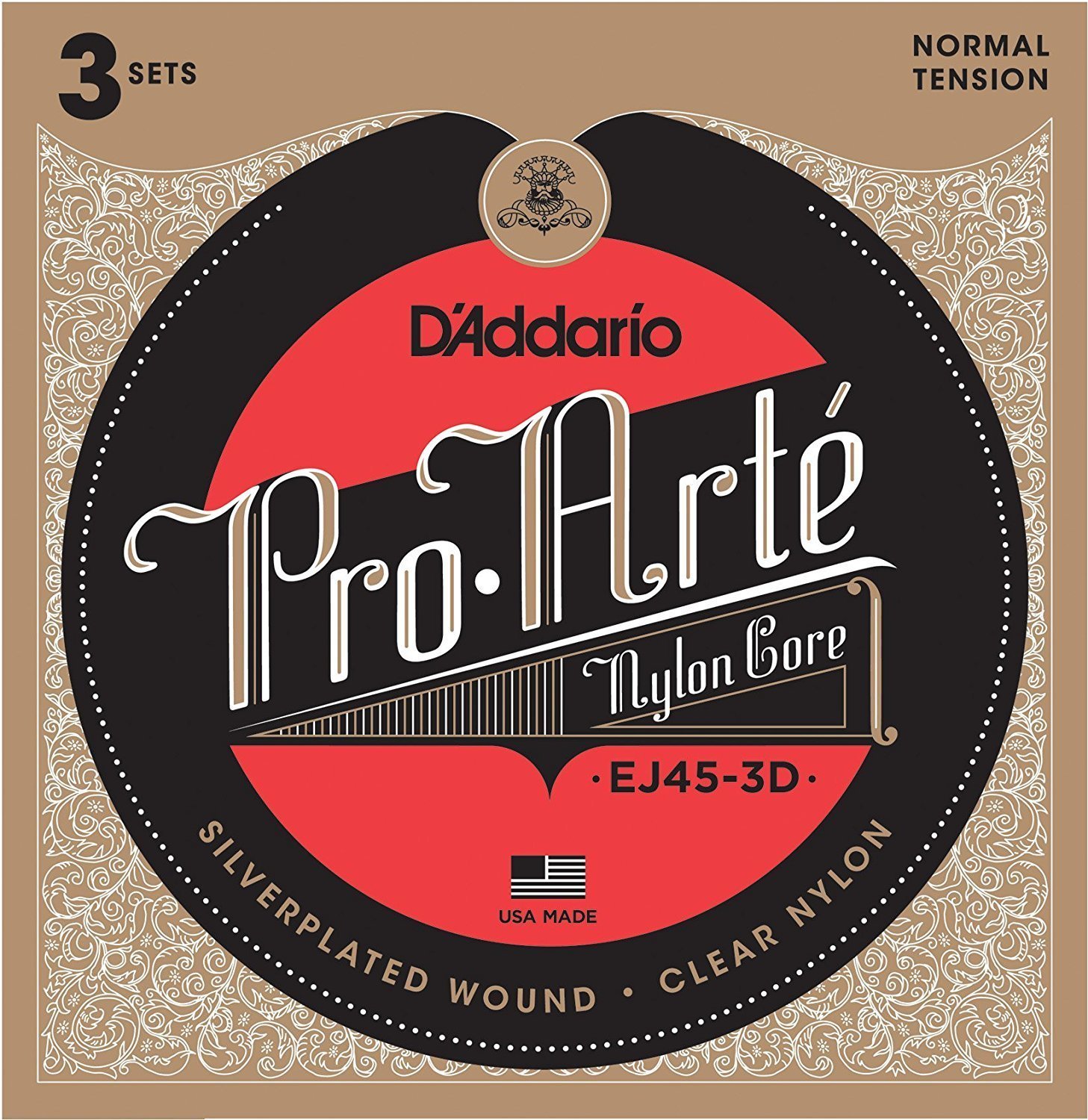 D'Addario EJ45-3D Pro-Arte Nylon Classical Guitar Strings - Normal Tension - 3 Sets