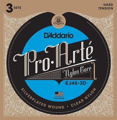D'Addario EJ46-3D Pro-Arte Nylon Classical Guitar Strings - Hard Tension - 3 Sets
