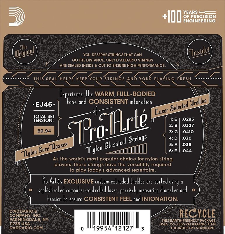 D'Addario EJ46 Pro-Arte Nylon Classical Guitar Strings, Hard Tension
