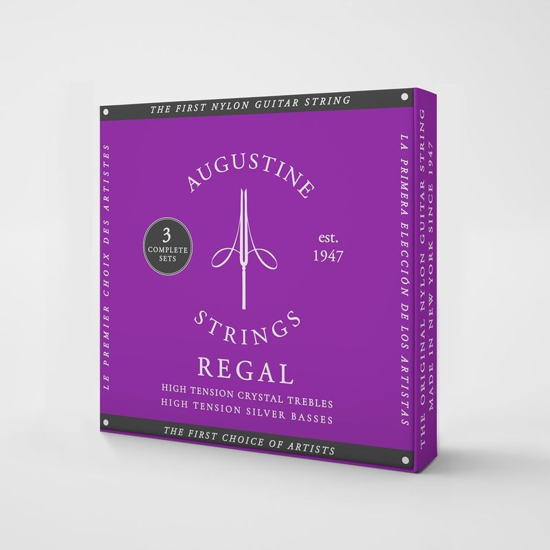 Augustine Regal Blue High Tension - Premium Crystal Nylon Classical Guitar Strings 3-Pack