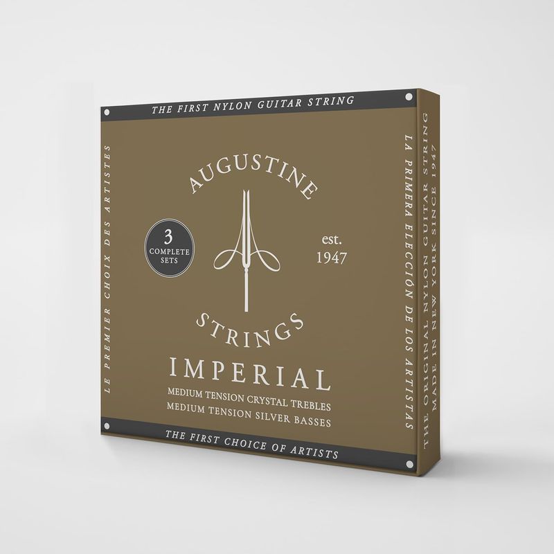 Augustine Imperial Red Medium Tension - Premium Crystal Nylon Classical Guitar Strings 3-Pack