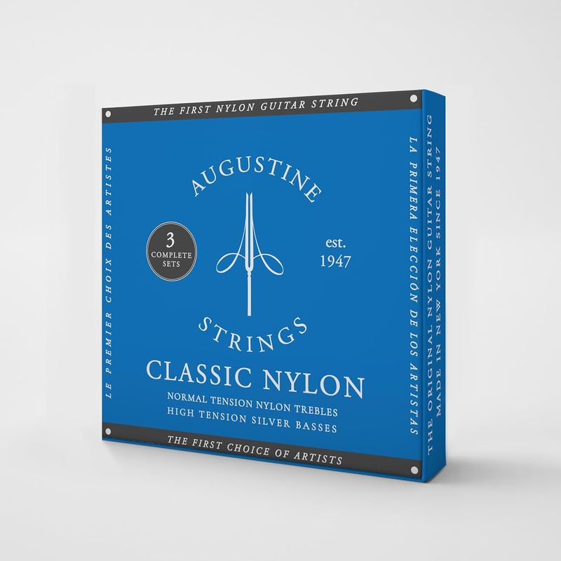 Augustine Classic Blue - High Tension Classical Guitar Strings - The Original Nylon String 3-Pack