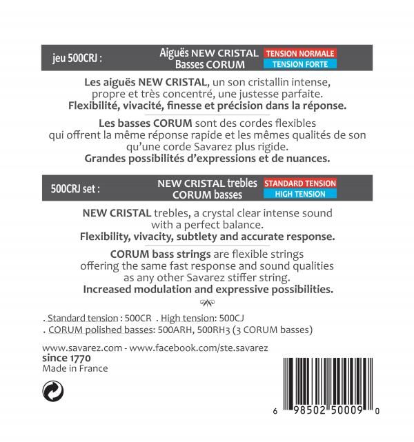 Savarez 500CRJ - Mixed Tension Classical Guitar Strings - NT Trebles, HT Basses