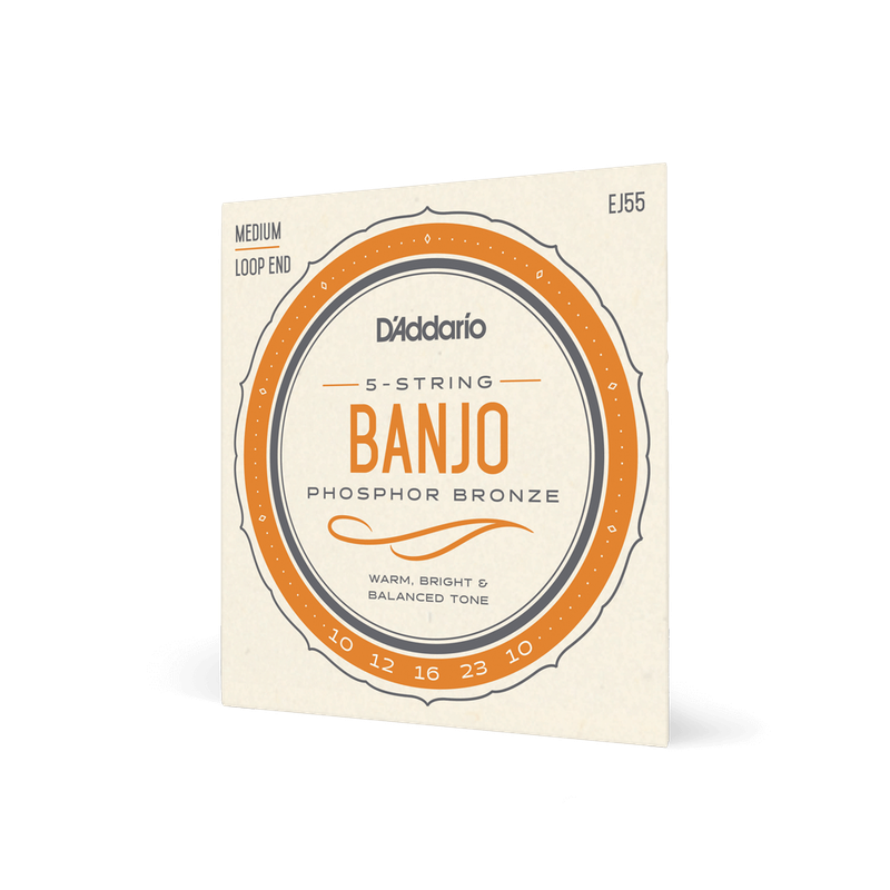 D'Addario EJ55 Banjo Strings 5 String Set - Banjo Strings Set - Phosphor Bronze, Medium, 10-23