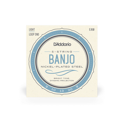 D'Addario EJ60 Nickel 5-String Banjo Strings, Light, 9-20