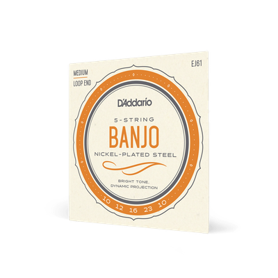 D'Addario EJ61 Nickel 5-String Banjo Strings, Medium, 10-23