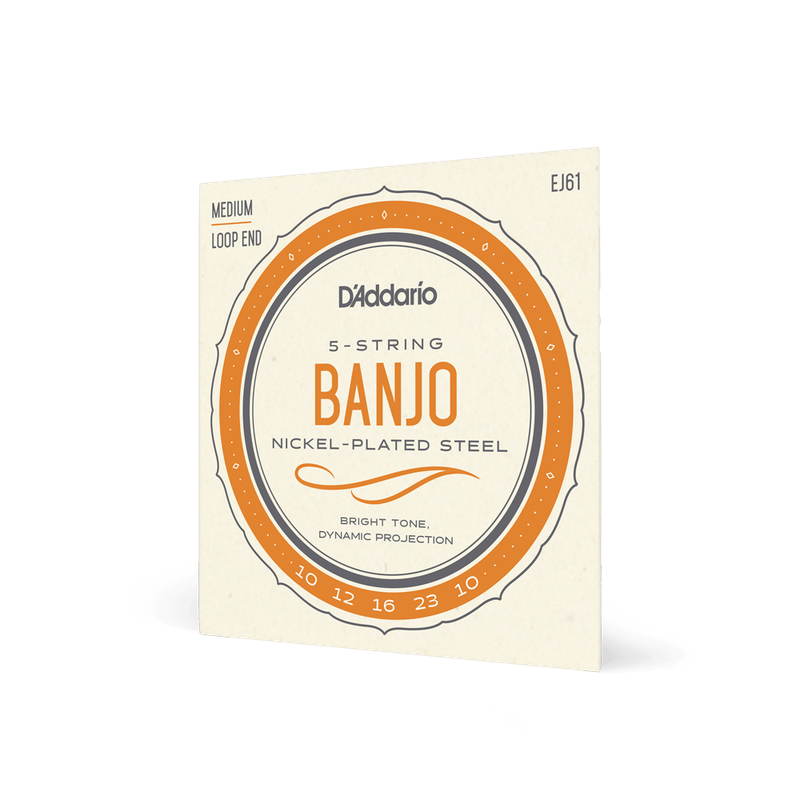 D'Addario EJ61 Nickel 5-String Banjo Strings, Medium, 10-23