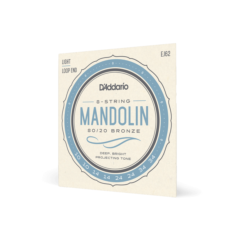 D'Addario EJ62 80/20 Bronze Mandolin Strings, Light, 10-34