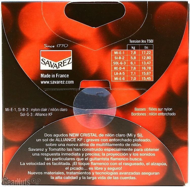 Savarez Tomatito T50J Nylon Flamenco/Classical Guitar Strings, High Tension