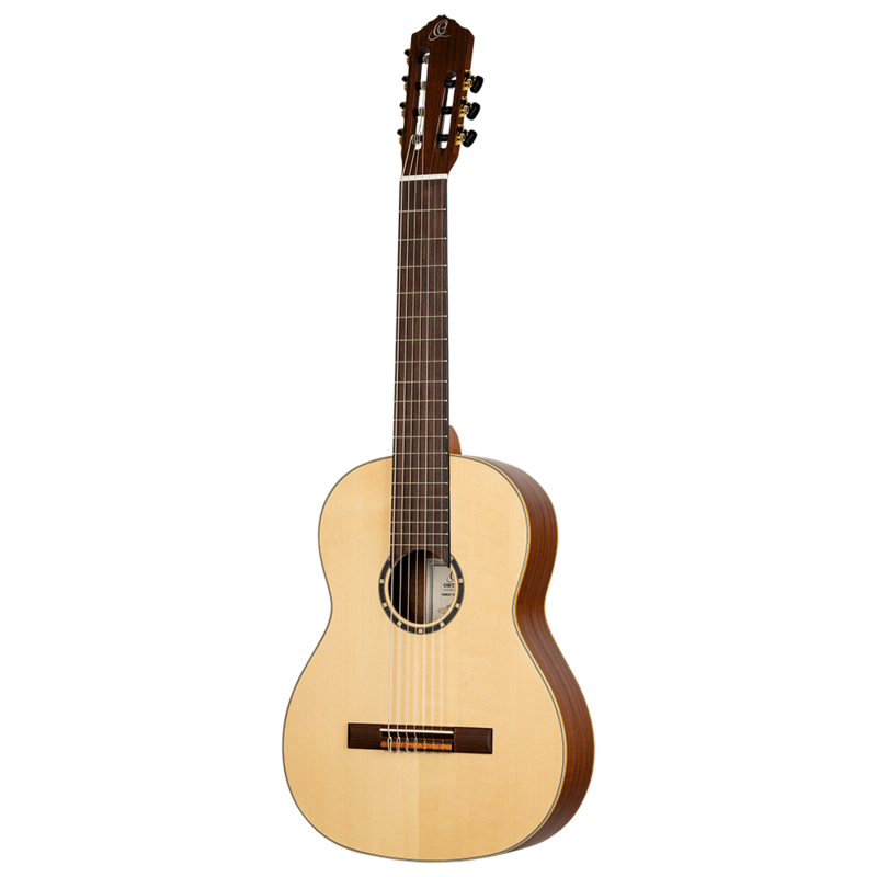 Ortega Pro 7 - 7 String Solid Top Nylon String Classical Guitar w/Deluxe Gig Bag, Full Size (R133-7)