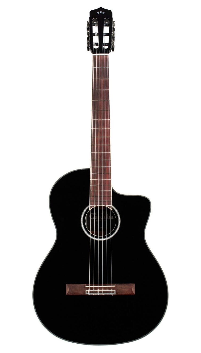 Cordoba Fusion 5 Jet - Acoustic-Electric Cutaway Nylon String Guitar, Jet Black