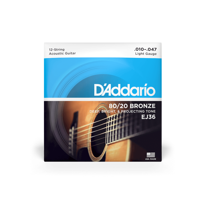 D'Addario Set Acoustic Guitar 80/20 Lite 12Str (EJ36)