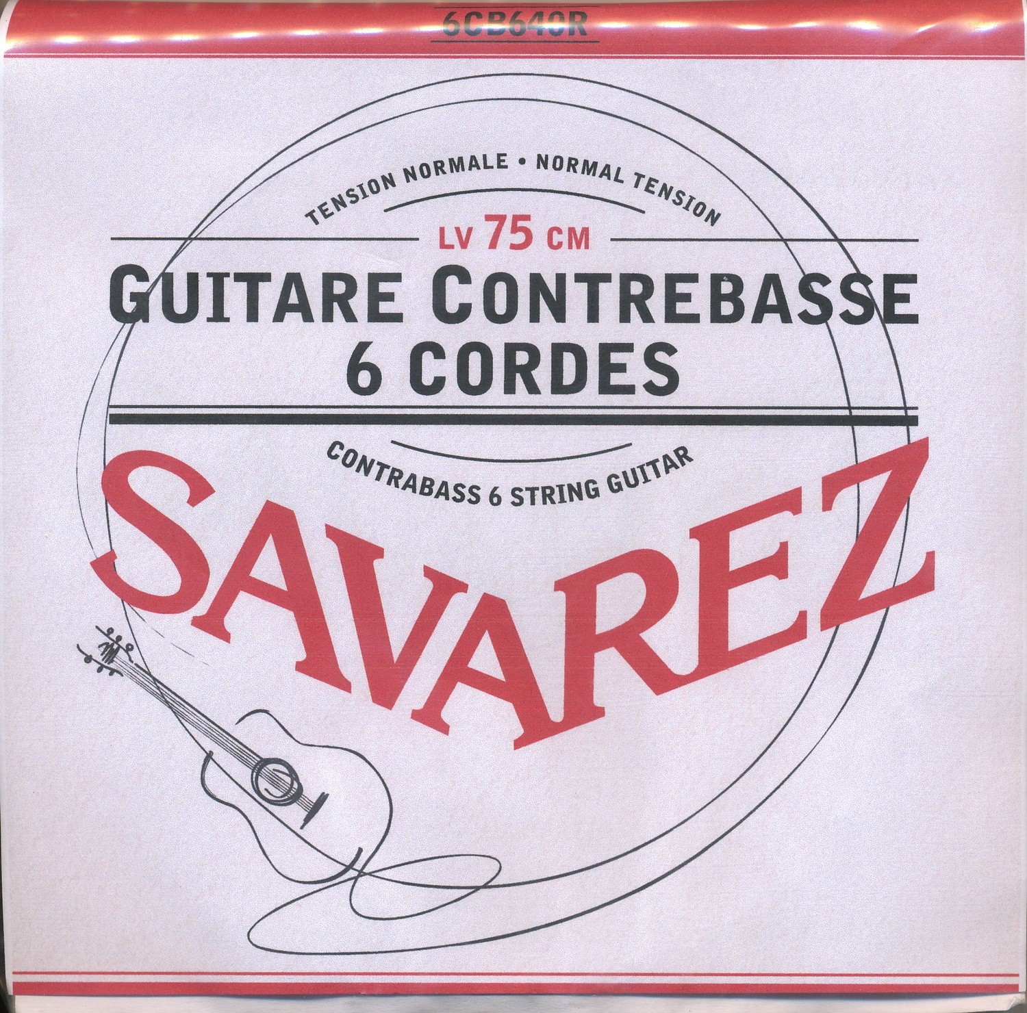 Savarez - 6CB640R - Contrabass Guitar Strings - Set of 6 Strings - 750mm Scale Length