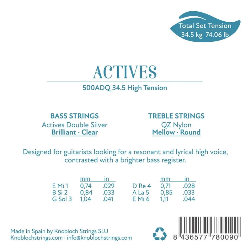 Knobloch QZ ADQ34.5 (500ADQ) - Classical Guitar Strings - High Tension
