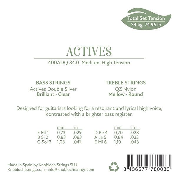 Knobloch QZ ADQ34.0 (400ADQ) Classical Guitar Strings - Medium-High Tension