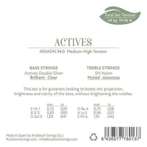 Knobloch SN ADN34.0 (400ADN) - Classical Guitar Strings - Medium-High Tension