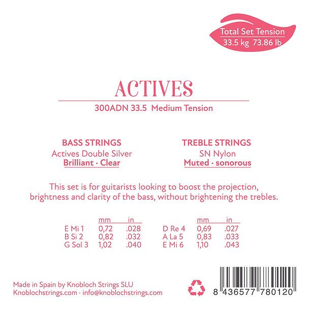 Knobloch SN ADN33.5 (300ADN) - Classical Guitar Strings - Medium Tension
