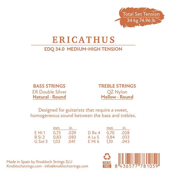 Knobloch Erithacus QZ EDQ 34.0 Medium-High Tension Nylon Classical Guitar Strings