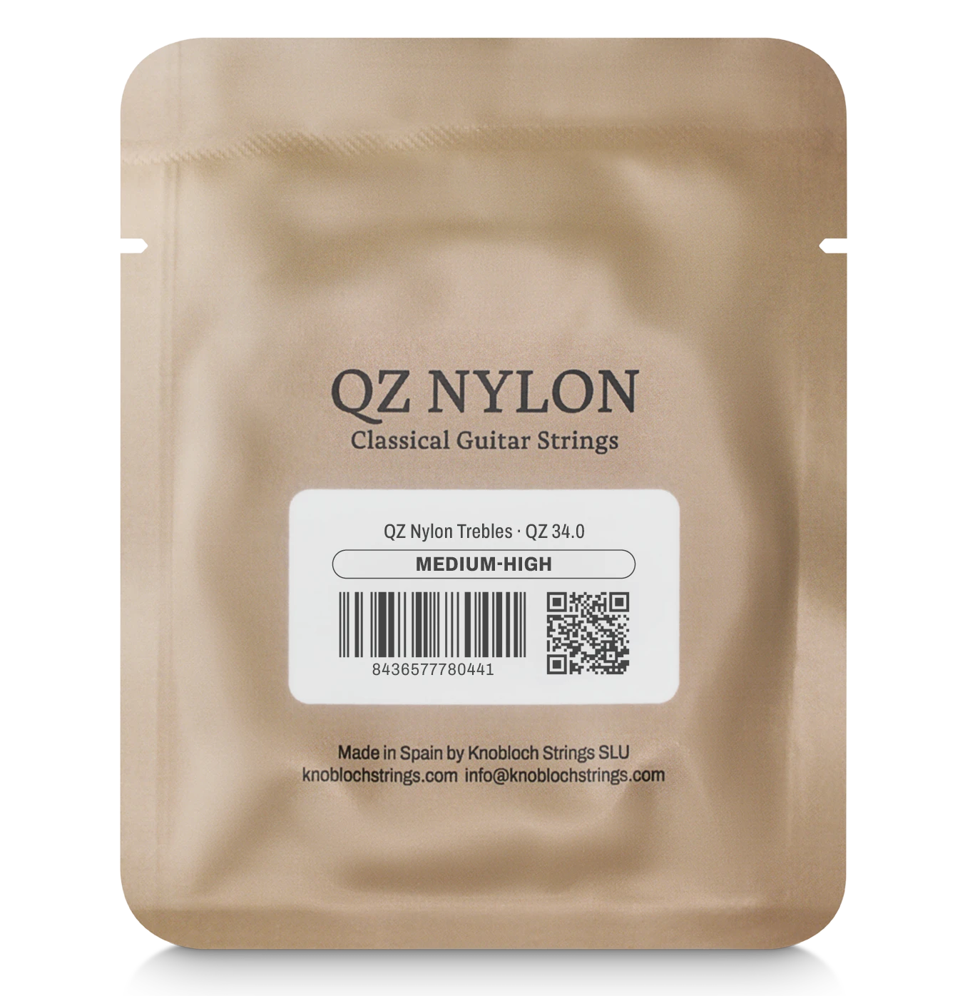 Knobloch QZ 34.0 (400AQZ) Nylon Treble Set - Medium High Tension Classical Guitar Strings