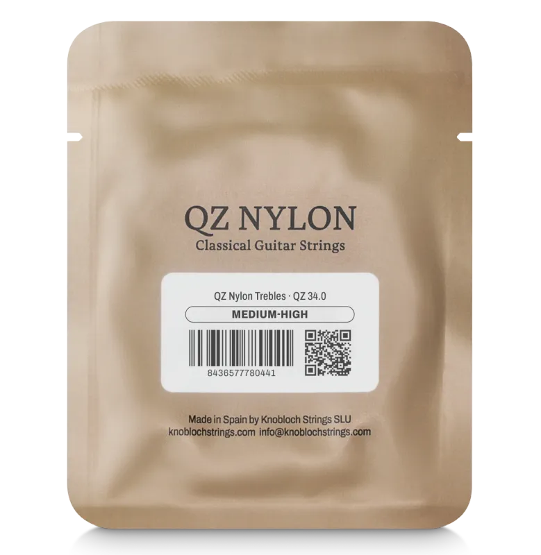 Knobloch QZ 34.0 (400AQZ) Nylon Treble Set - Medium High Tension Classical Guitar Strings