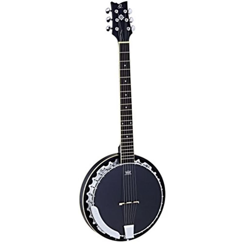 Ortega 6 String Acoustic Electric Banjo with Gig Bag - OBJE350-6-SBK Ortega 6 String Acoustic Electric Banjo with Gig Bag - OBJE350-6-SBK