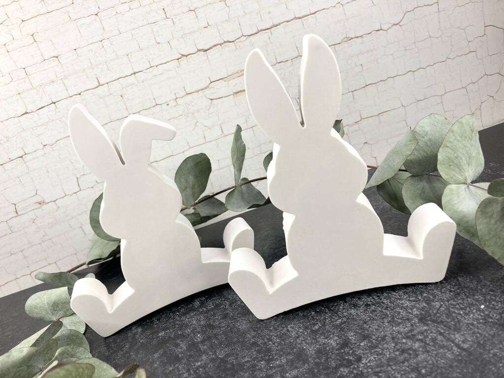 ​Silikon - Gießform - Osterhase Langohr und Knickohr im Spagat/SALE/50% Rabatt, Osterhase Langohr und Knickohr im Spagat/SALE/50% Rabatt: 1021 Knickohr klein H/B/T: 10 x 9 x 3 cm