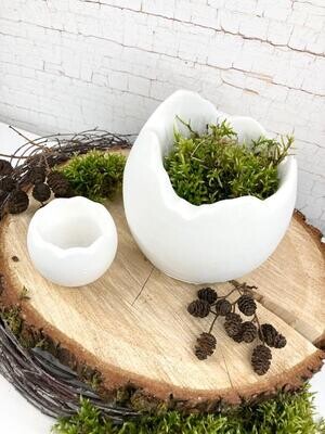 Silikon – Gießform - Pflanztopf Osterei in 2 Größen – vielseitig Teelichthalter oder Eierbecher