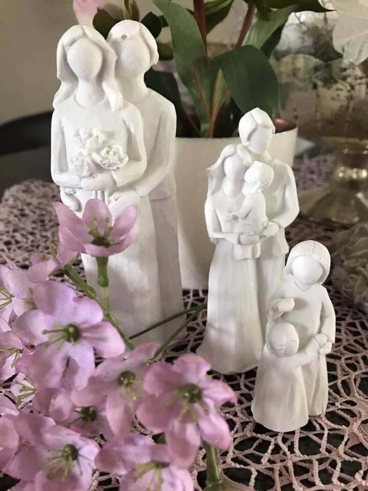 Silikon – Gießform - Figuren Familie - HOCHZEIT in Schnitzoptik"