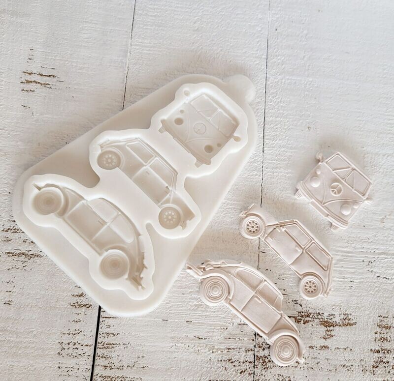 Silikonform-Gießform - Mini Autos - Die Oldtimer Bande Silikonform-Gießform - Mini Autos - Die Oldtimer Bande