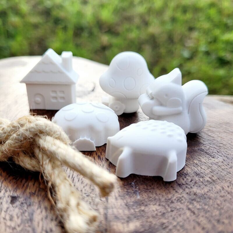 Silikon - Mehrfach - Gießform - Silikon - Mehrfach - Gießform - "1 Matte für Mini Haus,Pilz,Igel,Eichhörnchen♥"