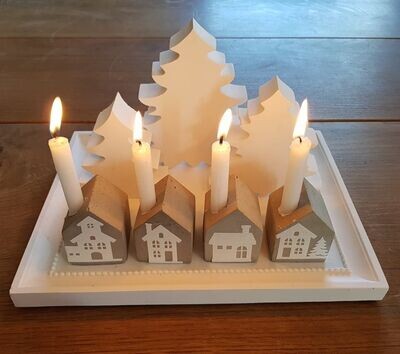 Silikon - Gießform - Kleines Haus -Kerzenhalter für Baumkerzen