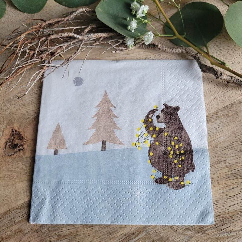 Serviette♥Der kleine Lichterketten Bär Bruno♥ Serviette♥Der kleine Lichterketten Bär Bruno♥