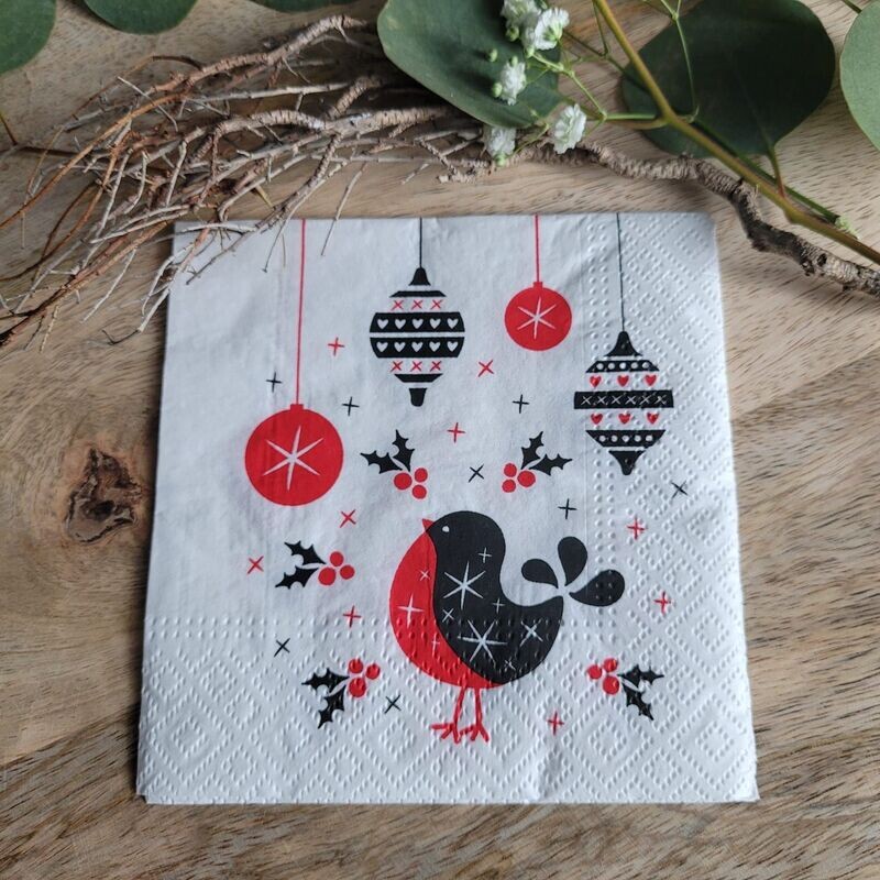 Serviette♥Skandi Vogel in Weihnachtsglück♥ Serviette♥Skandi Vogel in Weihnachtsglück♥