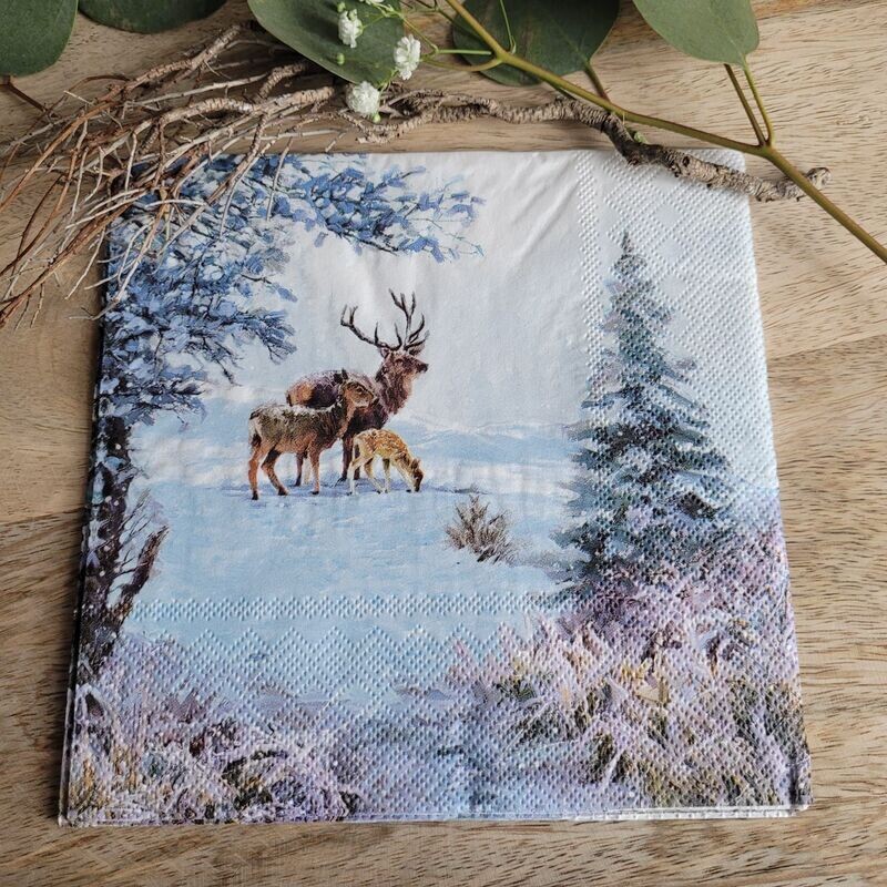 Serviette♥Rehe in Winterland♥