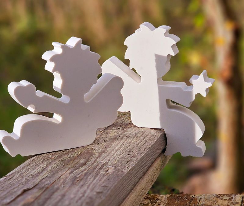 Silikon - Gießform - Mini Silikon - Gießform - Mini "Kantenhocker Engel mit Herz und Stern" im 2er SET