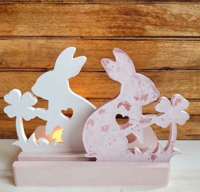 Silikon - Gießform -  Sitzender Hasi mit Blume für Steckleiste