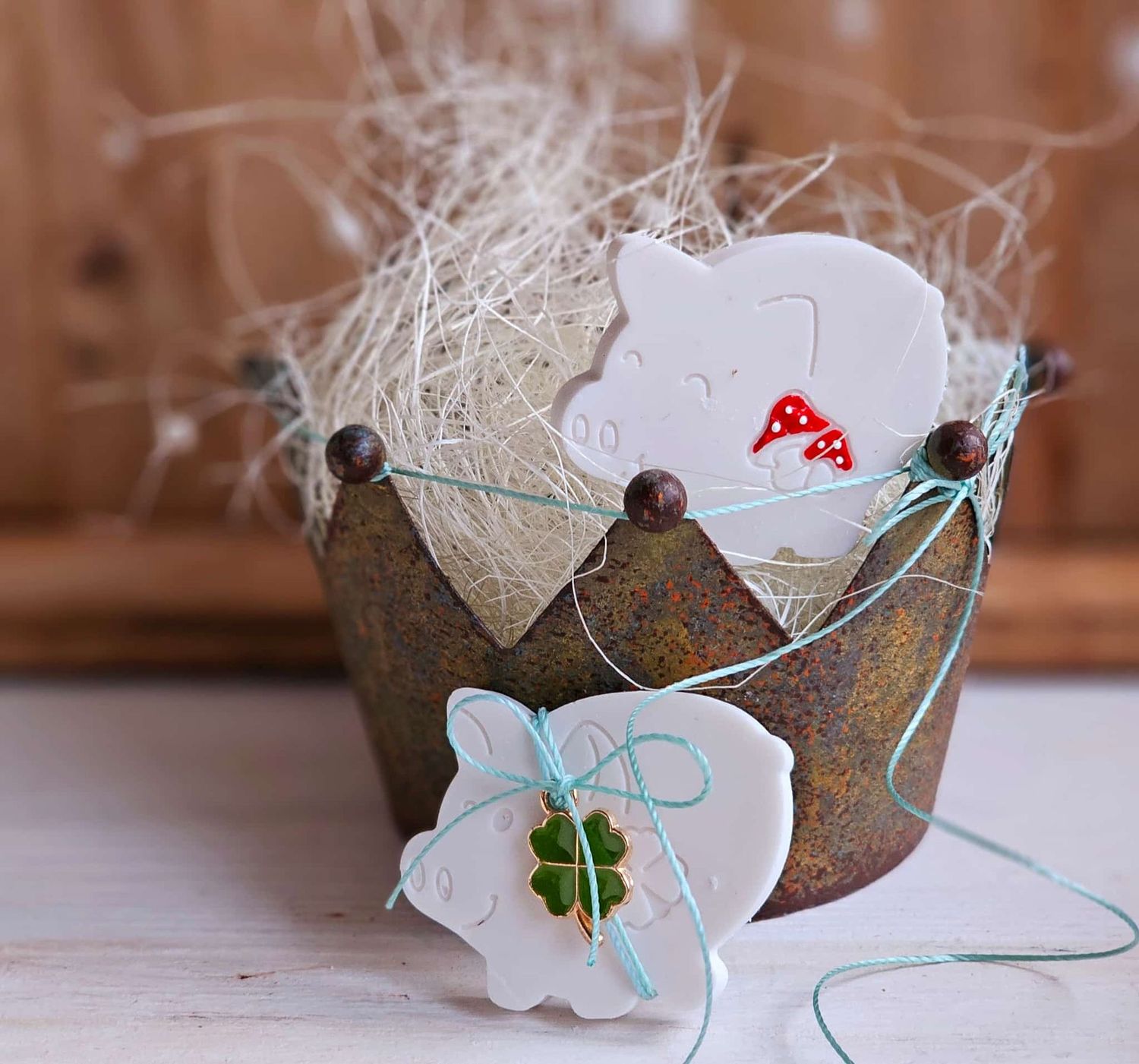 Silikonform  Matte mit 12 Glücksschweinchen/Gießform