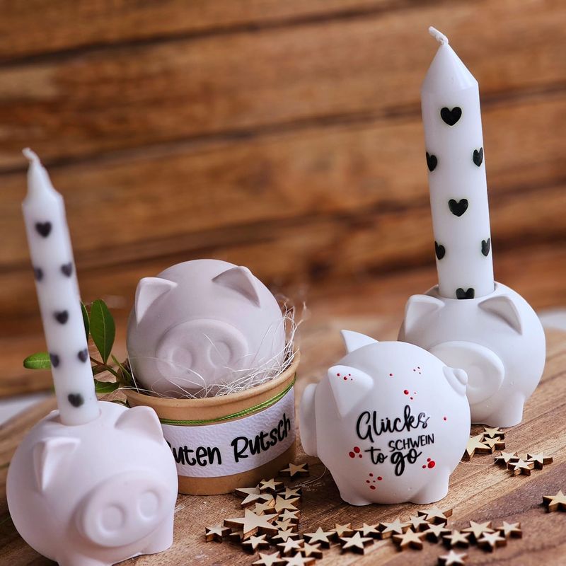 Silikon - Gießform - Kerzenhalter Schweinchen -  - Stabkerze -  Baumkerze - Reagenzglas