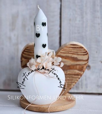 Silikon - Gießform - Herz Kerzenhalter
