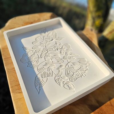Silikon - Gießform - Schönes Blumen Tablett - B-Ware/SALE 30% Rabatt