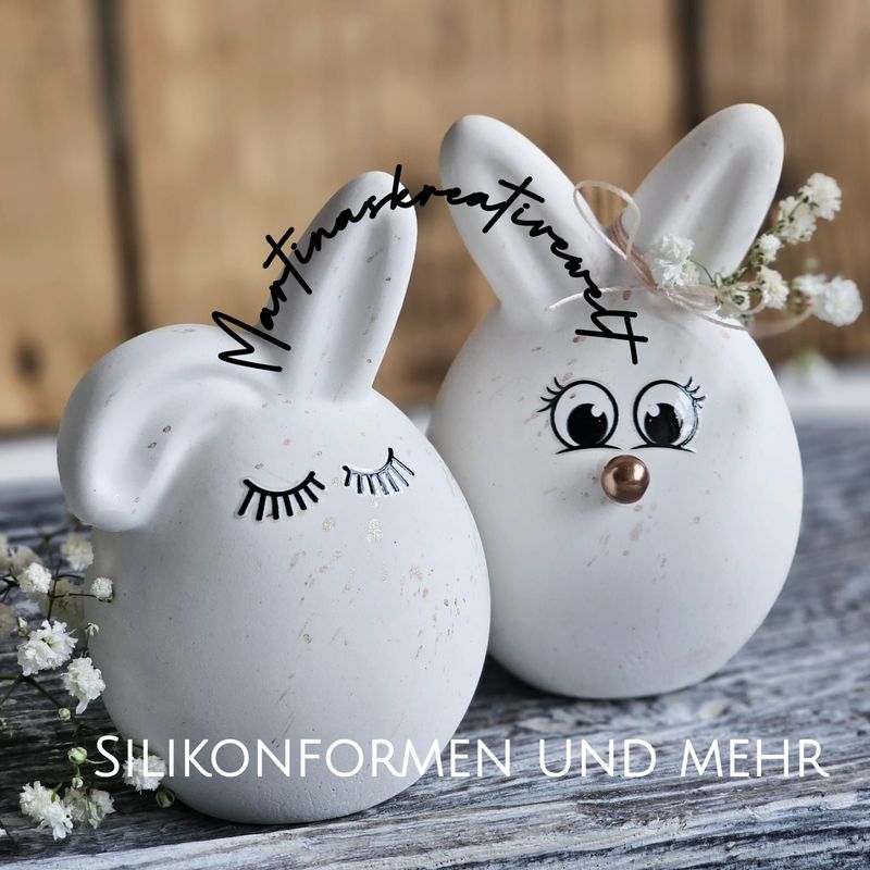 Silikon - Gießform - Osterhasen-Ei – Deko-Ei mit Ohren – 10 cm groß Silikon - Gießform - Osterhasen-Ei – Deko-Ei mit Ohren – 10 cm groß